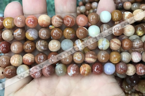 CAG9813 15.5 inches 10mm faceted round wood agate beads