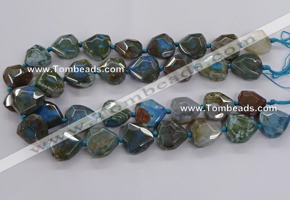 CAG9820 18*20mm - 25*30mm faceted freefrom dragon veins agate beads