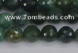 CAG9825 15.5 inches 8mm faceted round moss agate beads