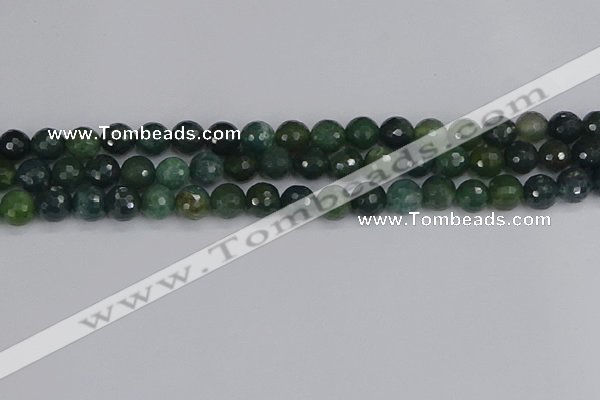 CAG9825 15.5 inches 8mm faceted round moss agate beads