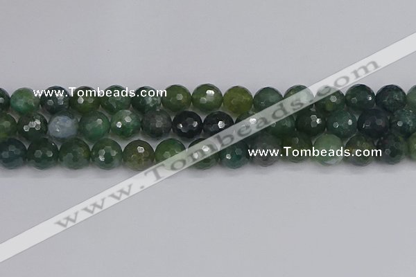 CAG9827 15.5 inches 12mm faceted round moss agate beads