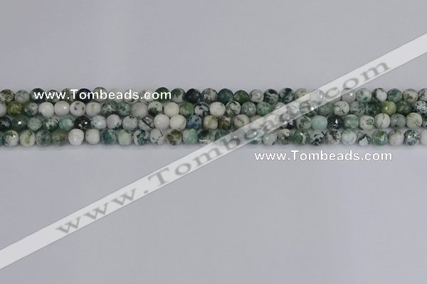 CAG9837 15.5 inches 4mm faceted round tree agate beads