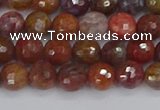 CAG9845 15.5 inches 4mm faceted round red moss agate beads