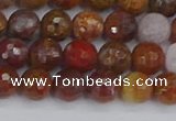 CAG9846 15.5 inches 6mm faceted round red moss agate beads