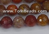 CAG9847 15.5 inches 8mm faceted round red moss agate beads