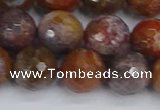 CAG9848 15.5 inches 10mm faceted round red moss agate beads