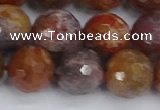 CAG9849 15.5 inches 12mm faceted round red moss agate beads