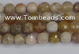 CAG9852 15.5 inches 4mm faceted round ocean fossil agate beads