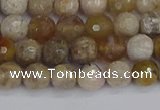 CAG9853 15.5 inches 6mm faceted round ocean fossil agate beads