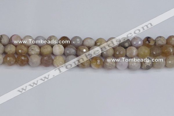 CAG9855 15.5 inches 10mm faceted round ocean fossil agate beads