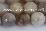 CAG9856 15.5 inches 12mm faceted round ocean fossil agate beads