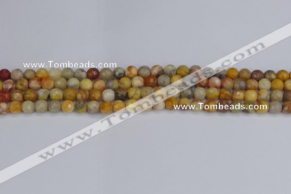 CAG9868 15.5 inches 4mm faceted round yellow crazy lace agate beads