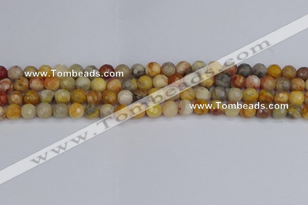 CAG9869 15.5 inches 6mm faceted round yellow crazy lace agate beads