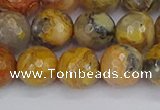 CAG9871 15.5 inches 10mm faceted round yellow crazy lace agate beads