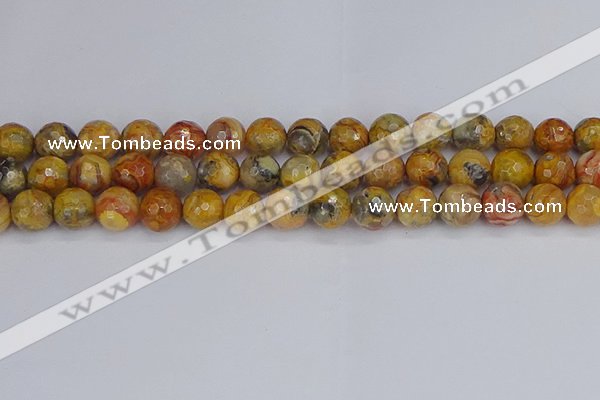 CAG9871 15.5 inches 10mm faceted round yellow crazy lace agate beads