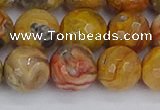 CAG9872 15.5 inches 12mm faceted round yellow crazy lace agate beads