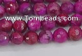 CAG9875 15.5 inches 4mm faceted round fuchsia crazy lace agate beads