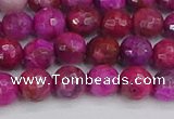 CAG9876 15.5 inches 6mm faceted round fuchsia crazy lace agate beads