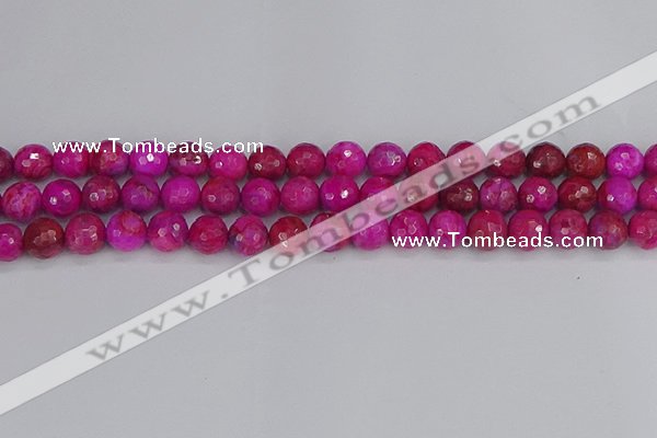 CAG9877 15.5 inches 8mm faceted round fuchsia crazy lace agate beads