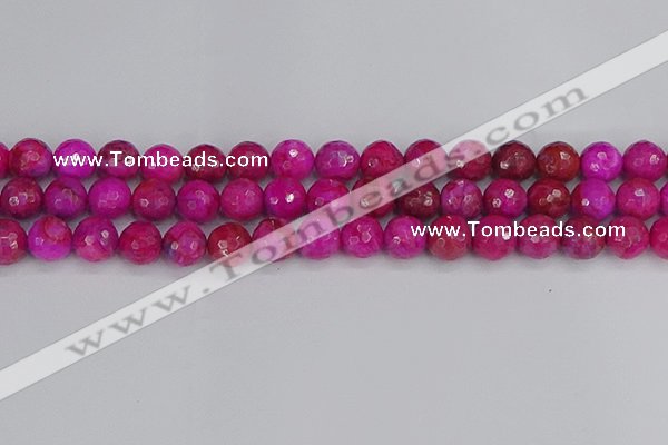 CAG9878 15.5 inches 10mm faceted round fuchsia crazy lace agate beads