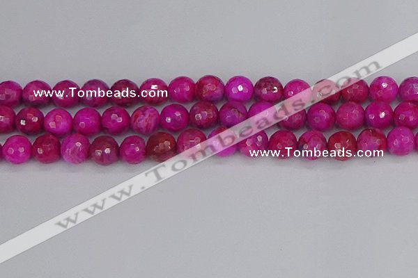 CAG9879 15.5 inches 12mm faceted round fuchsia crazy lace agate beads