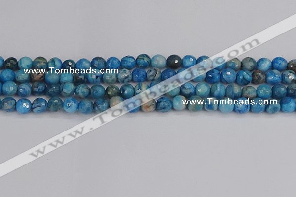 CAG9883 15.5 inches 6mm faceted round blue crazy lace agate beads