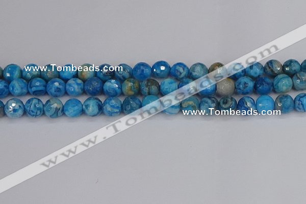 CAG9884 15.5 inches 8mm faceted round blue crazy lace agate beads