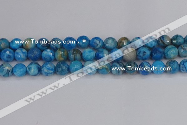 CAG9886 15.5 inches 12mm faceted round blue crazy lace agate beads