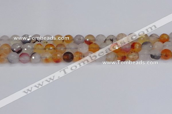 CAG9891 15.5 inches 8mm faceted round dendritic agate beads