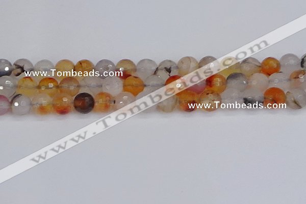 CAG9892 15.5 inches 10mm faceted round dendritic agate beads