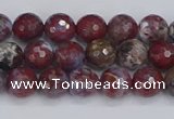 CAG9904 15.5 inches 6mm faceted round red lightning agate beads