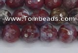 CAG9905 15.5 inches 8mm faceted round red lightning agate beads