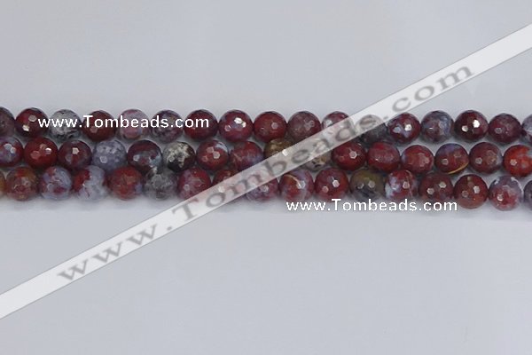 CAG9905 15.5 inches 8mm faceted round red lightning agate beads