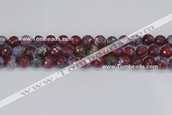 CAG9906 15.5 inches 10mm faceted round red lightning agate beads