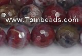 CAG9907 15.5 inches 12mm faceted round red lightning agate beads