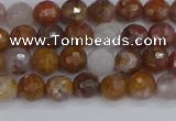 CAG9910 15.5 inches 4mm faceted round red moss agate beads