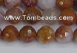 CAG9912 15.5 inches 8mm faceted round red moss agate beads