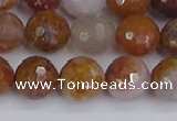 CAG9913 15.5 inches 10mm faceted round red moss agate beads