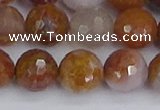 CAG9914 15.5 inches 12mm faceted round red moss agate beads