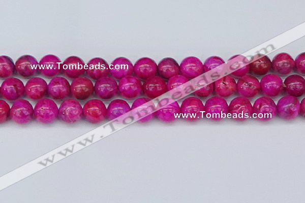 CAG9928 15.5 inches 12mm round fuchsia crazy lace agate beads