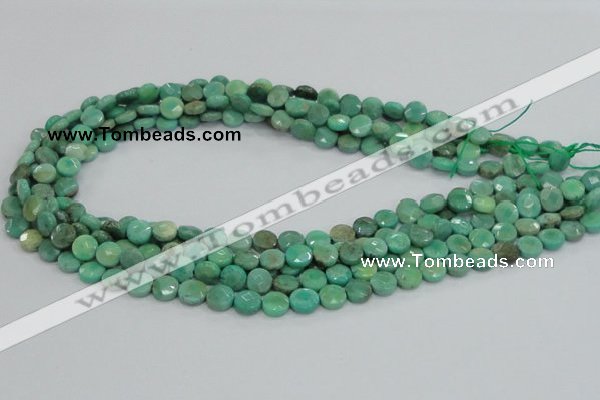 CAG993 15.5 inches 10mm faceted coin green grass agate gemstone beads