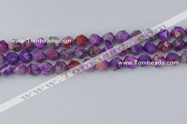 CAG9947 15.5 inches 10mm faceted nuggets purple crazy lace agate beads