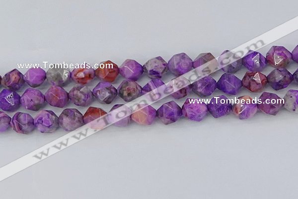 CAG9948 15.5 inches 12mm faceted nuggets purple crazy lace agate beads
