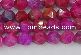 CAG9951 15.5 inches 6mm faceted nuggets fuchsia crazy lace agate beads
