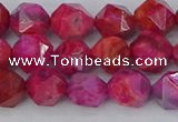 CAG9952 15.5 inches 8mm faceted nuggets fuchsia crazy lace agate beads