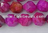 CAG9953 15.5 inches 10mm faceted nuggets fuchsia crazy lace agate beads