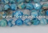 CAG9957 15.5 inches 6mm faceted nuggets blue crazy lace agate beads