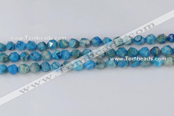 CAG9958 15.5 inches 8mm faceted nuggets blue crazy lace agate beads