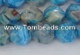 CAG9959 15.5 inches 10mm faceted nuggets blue crazy lace agate beads