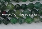 CAG9969 15.5 inches 6mm faceted nuggets moss agate beads